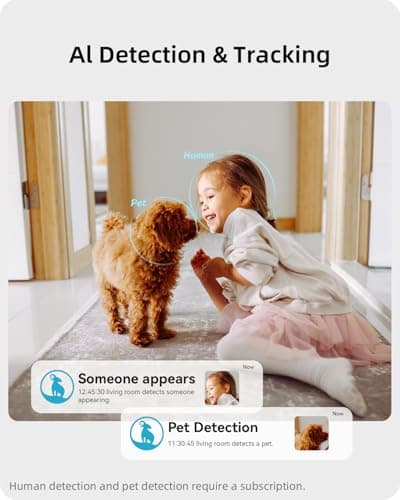 Security Camera 2K, blurams Baby Monitor Dog Camera 360-degree for Home Security w/Smart Motion Tracking, Phone App, IR Night Vision, Siren, Works with Alexa & Google Assistant & IFTTT, 2-Way Audio 7