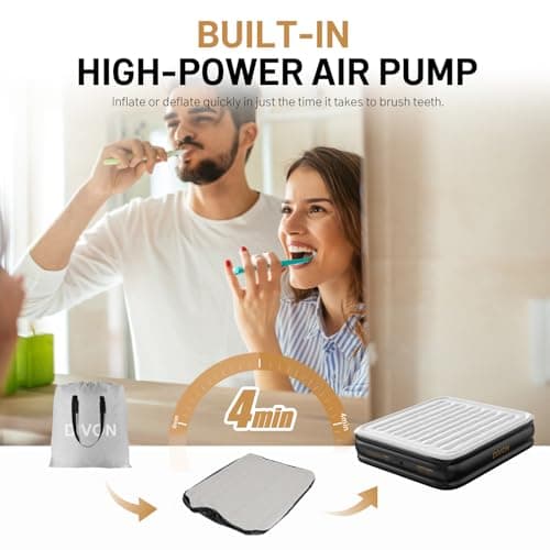 DIVON King Size Air Mattress with Built in Pump Raised,18’’King Air Mattress with Wave Pattern,Blow Up Mattress in 3 Mins,Self Inflatable Mattress for Camping,Floor&Travel,Portable Air Bed for Adults 8