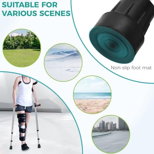 Crutch for Adults, Ergonomic Underarm Crutch with Spring Shock Absorber, Adjustable Crutches with Ergonomic Handgrips, Underarm Walking Crutches, Sturdy, Premium, Suitable for Height 5'3"- 6'6" 5