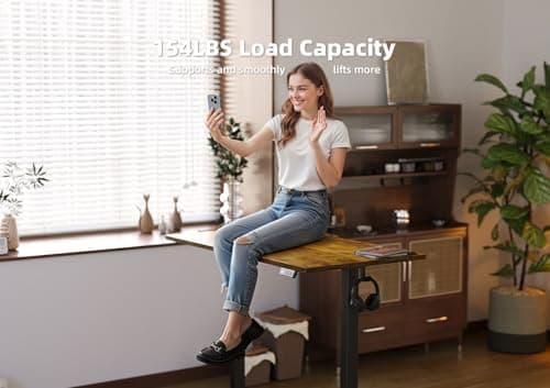 Seang Standing Desk with Adjustable Height, 63x24 Inch Electric Stand Up Desk for Home Office, Studio, Computer Workstation, Rustic Brown Top 8