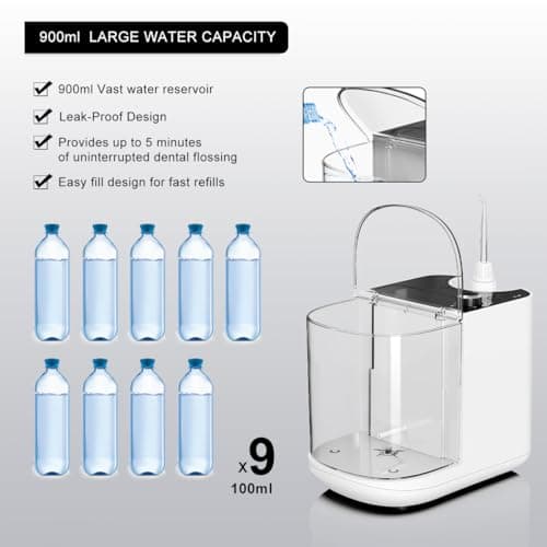 Upgraded Version 900ML Large Capacity Countertop Water Flosser, Aquarius Water Flosser Professional with UV Sanitizer Light, Oral Irrigator for Teeth, Gums, Braces, Dental Care 5