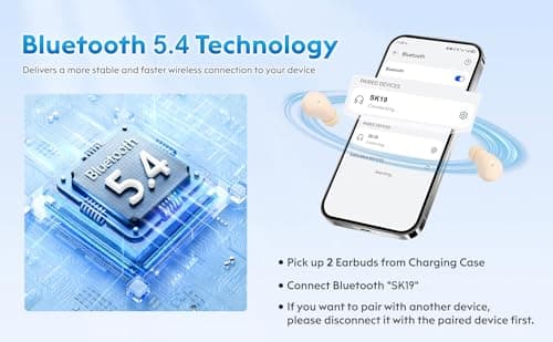 GreatQIQI Invisible Mini Sleep Earbuds for Side Sleepers, Ultra-Comfortable & Feather-Light Bluetooth 5.4 Sleep Headphones, LED Display Portable Case Small Earphones for Sleep Work Sports (Beige) 7