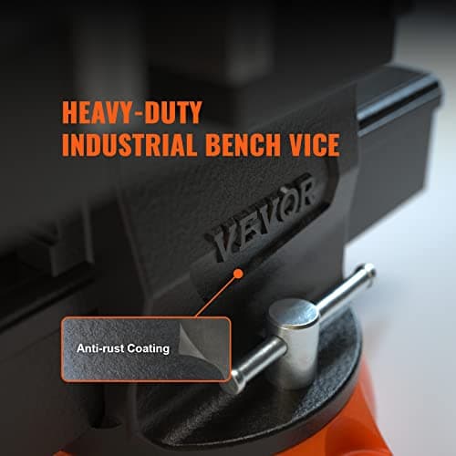 VEVOR Bench Vise, 6.5" Jaw Width 6.5" Forward &9.3" Reverse Opening, 360-Degree Swivel Locking Base Multipurpose Workbench w/Anvil, Heavy Duty Ductile Iron w/Bolts & Nuts, for Drilling, Pipe Cutting 9