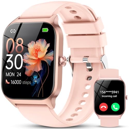 Smart Watch for Men Women, 1.85" HD Fitness Tracker with Bluetooth Calls/Messages, IP68 Waterproof, 115+Sports Modes, 24/7 Heart Rate/Sleep Fitness Watch Compatible with iOS/Android, Lotus Root Pink