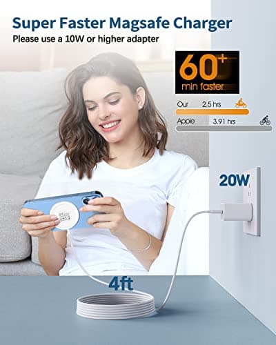 Magnetic Wireless Charger 15w Apple Mag-Safe Charger for iPhone 17 Pro Max/17 Pro/17Air/17/16/15/14/13/12 Series AirPods Series LED Magnet Charging Pad Mag Safe Charger with Dual Charging Ports 6