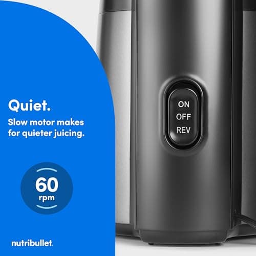 nutribullet Slow Juicer, Slow Masticating Juicer Machine, Easy to Clean, Quiet Motor & Reverse Function, BPA-Free, Cold Press Juicer with Brush, 150 Watts, Charcoal Black, NBJ50300, 24-oz 5