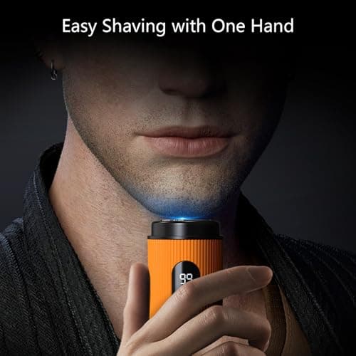 Mini Electric Shaver for Men-Type-C Fast Charging with High-Speed Motor,LED Digital Display,18 Precision Steel Blades, Trendy Dual Color Mini Design,Portable Electric Razor 7