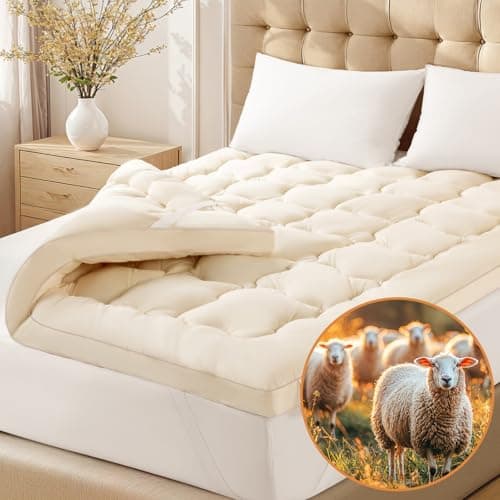 Luxury 100% Organic Wool Mattress Topper Made from Australian Merino,1500GSM Breathable Pillow Top Mattress Pad Queen Size with 100% Organic Cotton Cover - 60"x80"