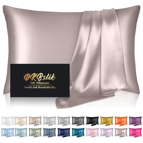 Silk Pillowcase for Hair and Skin, Mulberry Silk Pillow Cases Queen Size, Soft Anti Acne Cooling Beauty Sleep Both Sides Natural Silk Satin Pillowcases with Hidden Zipper, Gifts for Women Men, Taupe