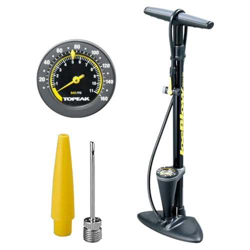 Topeak JoeBlow Max Hp Bike Floor Pump, 160 Psi/11 Bar, TwinHead, fits Presta, Schrader, and Dunlop valves