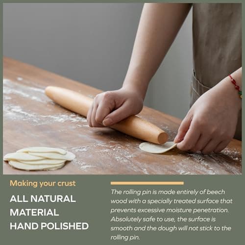 Muso Wood Wooden French Rolling Pin for Baking, Beech Wood Tapered Rolling Pin for Fondant Pie Crust Cookie Pastry(French 15.75-Inch) 5