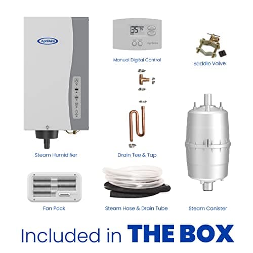 AprilAire 865 Whole-House Steam Humidifier, Manual Steam Humidifier with Wall Mount Fan, Whole-House Humidifier for Homes without HVAC Duct System up to 10,300 Sq. Ft., White 4