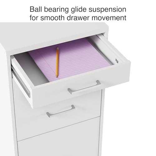 Staples 3-Drawer Vertical File Cabinet, Letter Size Documents, Lockable & Mobile, 18.9" D x 14.3" W x 26.9" H, White 6