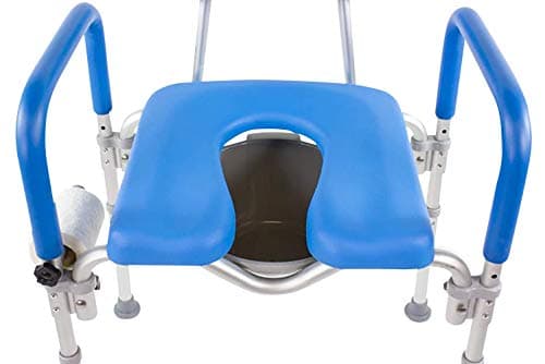 Dignity Ultra-Premium Padded Commode Shower Chair, Comfortable Raised Toilet Seat with Padded Arm Handles and Backrest, for Seniors, Elderly, Adjustable Height, Includes Commode Pail and Lid, Blue 6