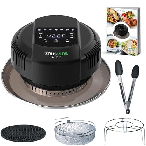 Sousvide Art 7-in-1 Instant Pot Air Fryer Lid 8 qt, Instant Pot Pressure Cooker Attachment - Fryers Lid - Instapot Accessory - Air Fryer Accessories Combo with Basket, Rack, Mat, Tongs, Cookbook