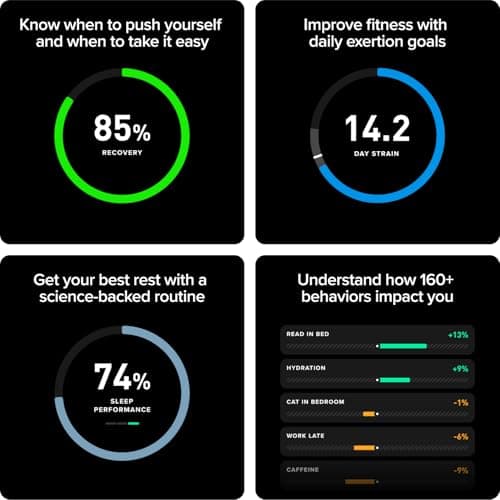 WHOOP One – 12-Month Membership – 5.0 Health and Fitness Wearable – 24/7 Activity Tracker with VO2 Max, Sleep Tracking, Personalized Coaching, Menstrual Cycle Insights – 14+ Days Battery Life 8