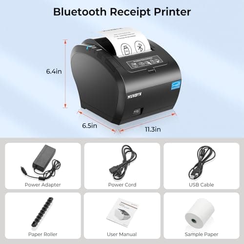 MUNBYN Bluetooth Thermal Receipt Printer P047, 80mm POS Printer, Thermal Printer with USB Serial Ethernet, Bluetooth, Support Android Windows PC (Do Not Support iOS Paypal Doordash Grubhub Vagaro) 6