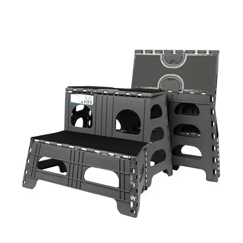 Bee Neat 2 Step Folding Dog Stairs & Ramp for Your Pet - Indoor Outdoor Foldable Pet Stairs for High Bed, Car, SUV – Collapsible Step Stool Ladder Supports 300lbs – New Carpeted Design