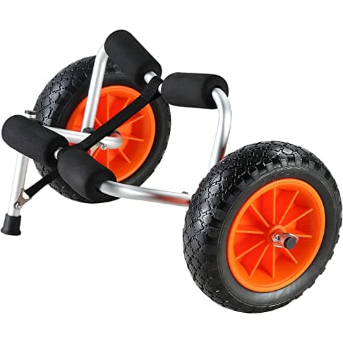 VEVOR Kayak Cart, 250lbs Load Capacity, Foldable Kayak Dolly Aluminum Kayak Wheels with 10'' Solid Tires for Kayaks Carrier Canoes Paddleboard Kayak Trolley Float Mats Jon Boats 11