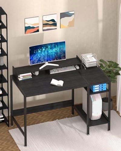 MINOSYS Computer Desk - 38” Gaming Desk, Home Office Table with Storage, Small Desk with Monitor Stand, Adjustable Storage Space, Black. 7