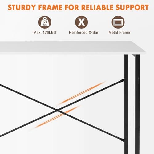 Sweetcrispy Computer Desk, Small Office 32 Inch Writing Work Study Student Teacher Home Bedroom Table with Metal Frame Wood Tabletop - White 5