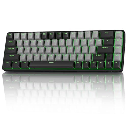 TMKB T68 60% Wireless Mechanical Gaming Keyboard, Tri-Mode BT5.0/2.4GHz/USB-C with Red Linear Switch, RGB Backlight, Anti-Ghosting, Compact 68 Keys, Wired/Wireless, Black/Gray