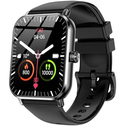 Smart Watch for Men/Women Android & iOS, 1.83" HD Touch Screen Fitness Watch with Stable Bluetooth Calling, 5 ATM Waterproof Fitness Tracker with 130+ Sports Modes, Heart Rate/Sleep Monitor (Black)