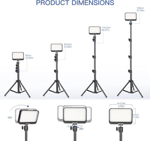 UBeesize LED Video Light Kit, 2Pcs Dimmable Continuous Portable Photography Lighting with Adjustable Tripod Stand & 5 Color Filters for Tabletop/Low-Angle Shooting, for Zoom, Game Streaming, YouTube 6