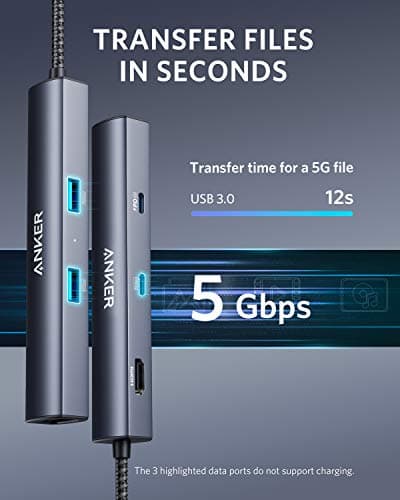 Anker 6-in-1 USB C Hub with Ethernet, USB C to 4K HDMI Multiport Adapter, 1Gbps Ethernet, 65W Power Delivery, USB Ports for MacBook Air, iPad Pro, XPS, and More 5