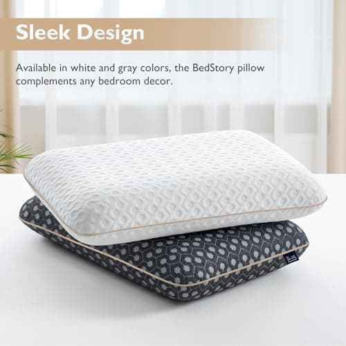 BedStory Gel Memory Foam Pillow King Size - Medium Firm Bed Pillows with Breathable Washable Cover - Back and Stomach Sleepers, CertiPUR-US Comfort 7