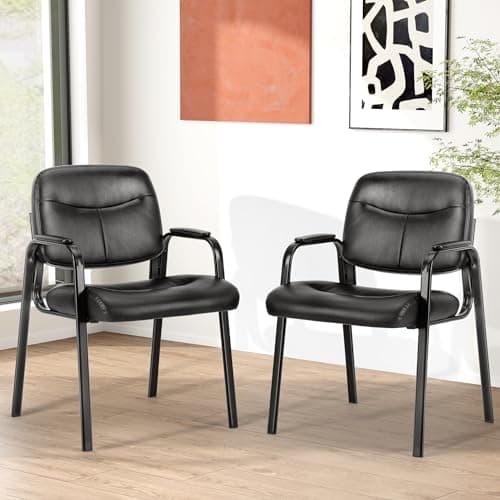 NEWBULIG Waiting Room Guest Chair, Office Reception Seat, Conference Furniture with PU Leather Cushion Armrest for Anteroom Restaurant Library Lobby