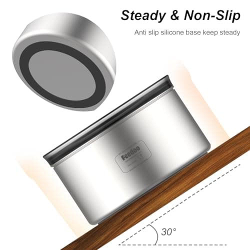 Feedoo 1Gallon Dog Water Bowl, 3.8L No Spill Water Bowl for Dogs, Stainless Steel Spill Proof Dog Bowl, No Splash Slow Drinking Bowl with No Slip Base for Messy Drinkers[Anti Digging] 5