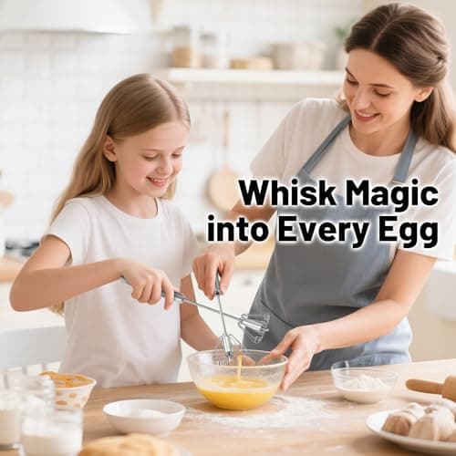 2026 Upgraded Semi-Automatic Stainless Steel Egg Beater – Hand Push Whisk for Baking, Cooking & Stirring – Perfect for Whisking Eggs, Batters & Creams – Effortless Mixing for Quick, Smooth (12in) 7