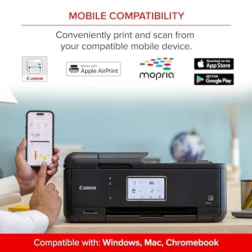 Canon PIXMA TR8620a - All-in-One Printer Home Office|Copier|Scanner|Fax|Auto Document Feeder | Photo, Document | Airprint (R), Android, Black, Works with Alexa 5