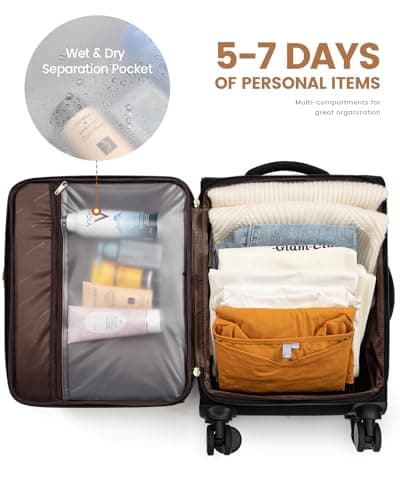 LOVEVOOK Carry on Luggage for Women and Men, Softside Suitcases with Daul Wheels 7