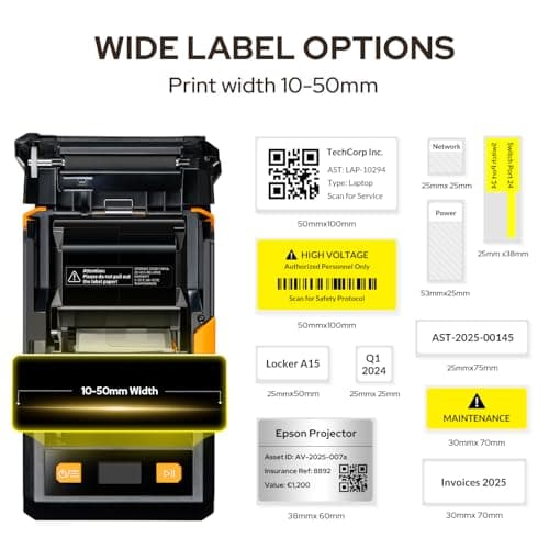 Makeid EP53 Portable Industrial Label Maker, 2" Print Head Bluetooth Label Printer, Mobile APP & PC Editor Compatible, 2000mAh Li-ion Battery, Come with 1" H x 2" W Label for Job Sites 8