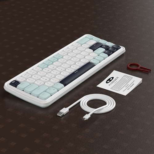 MageGee 60% Slim Wireless Creamy Mechanical Keyboard,Moon68 RGB Backlit Gaming Keyboard,Quiet 2.4G/BT5.0/USB-C Blue Tooth 68Keys with Short Red Switches for PC MAC Xbox(Sky Blue) 6