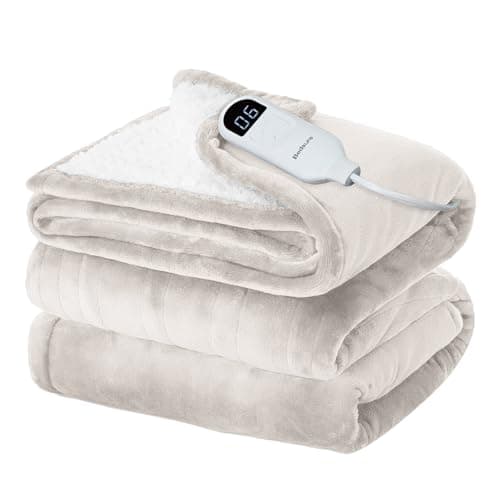 Bedsure Electric Blanket Twin - Soft Flannel Heated Blanket, Fast Heating with 10 Time Settings & 6 Heat Settings, Warm Gift for Grandma (62x84 inches, Cream)