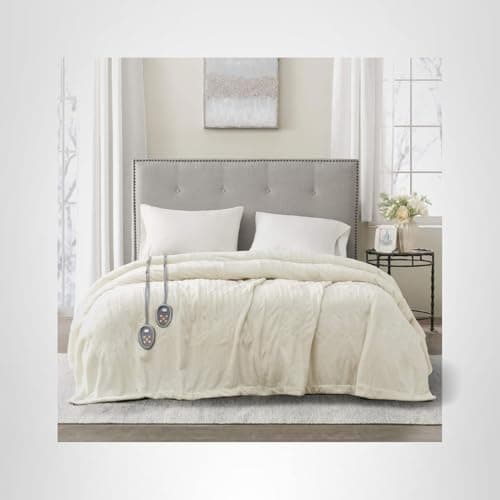 Beautyrest Heated Electric Blanket for Cold Weather, Fast Heating Heated Blanket, Auto Shut Off, Virtually Zero EMF, Multi Heat Setting, UL Certified, Ivory Queen (90 inx84 in) 12