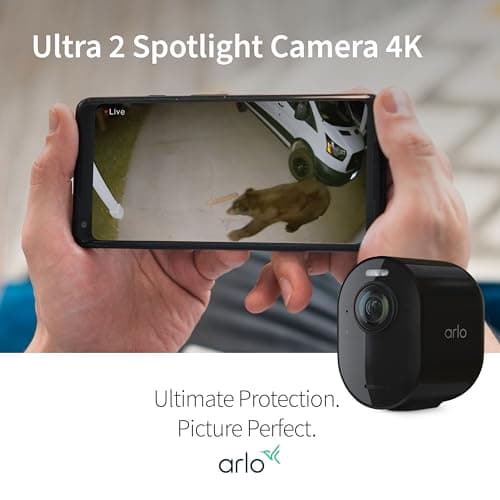 Arlo Ultra 2 Spotlight Camera 4K HDR (2 Cameras, SmartHub Included & Required) | Wireless Home Security Camera | Color Night Vision, Motion Sensor, 180º View, 2-Way Audio, Black 8