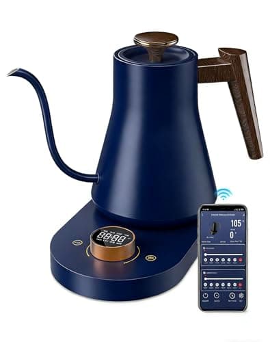 Smart Electric Gooseneck Kettle, Pro Pour-Over Coffee & Tea Kettle, WiFi Remote Control,±1℉ Temp Control, 7 Presets, Hot Water Heater, Quick Boiling, 100% Stainless Steel Inner Lid(Blue)