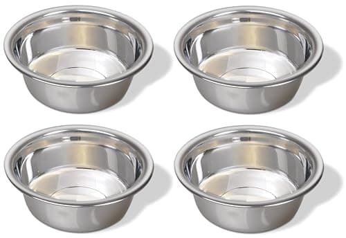 Greendale - 4 Pack - 6.75 Cup Capacity - Stainless Steel Metal Dog Bowls - Perfect for Dog Food and Water. Wrong Size? Click to Look at Our Size Options.