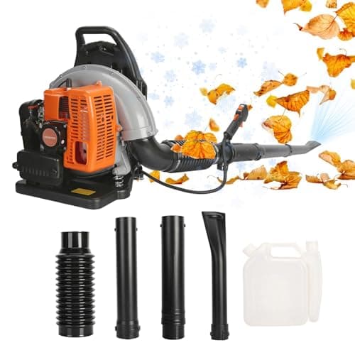 63CC 3HP 2 Stroke Backpack Gas Powered Leaf Blower, Grass Lawn Blower Air Cooling Gasoline Backpack Grass Blower with Air-Cooled, Snow Blower for Outdoor - 665CFM