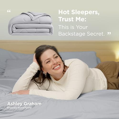 Breescape Cooling Comforter Queen Size - BlendTek™ Q-Max>0.46 Tech, Breathable Blanket for Hot Sleepers & Night Sweats Relief, Premium Lightweight Summer Bedding, 96x96 Inches, Misty Gray 5