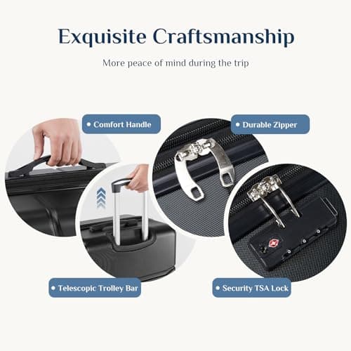 NEWBULIG 20 Inch Carry on Luggage, Lightweight Expandable Rolling Suit Case with TSA Lock, Hard Shell ABS Suitcase with Double Spinner Wheels, Black 6