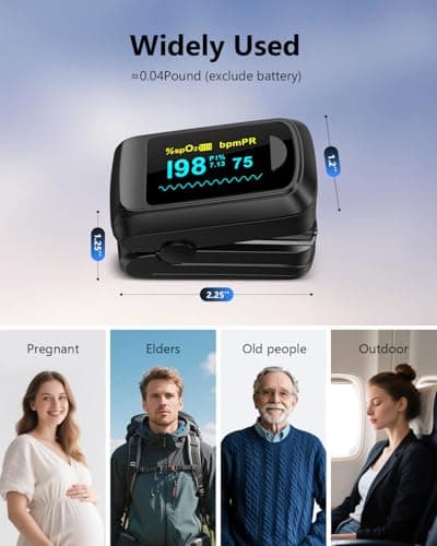 Fingertip Pulse Oximeter Blood Oxygen Saturation Monitor Pulse Ox, Heart Rate and Fast Spo2 Reading Oxygen Meter with OLED Screen Included Lanyard and 2 X AAA Batteries 6