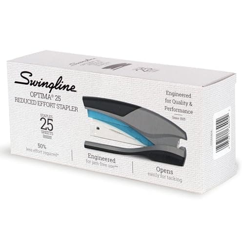 Swingline Stapler, 25 Sheet Capacity, Optima 25, Jam Free, Reduced Effort, Soft Grip, Blue and Gray (66404) 8