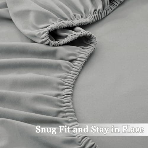 DLCFLF 2 Pack Full Fitted Sheets Only, 1800 Thread Count Microfiber Silver Grey Fitted Bed Sheets Full Size, Up to 16 Inch Deep Pocket, Soft & Breathable Botton Sheets 7