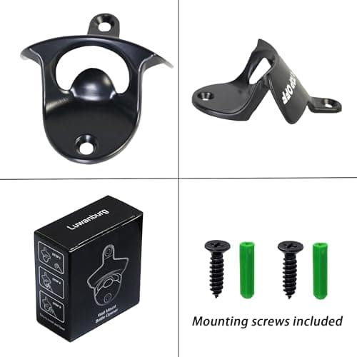 Luwanburg Black Bottle Opener Wall Mounted Stainless Beer Cap Opener Post Mounted for Cooler Cart 5