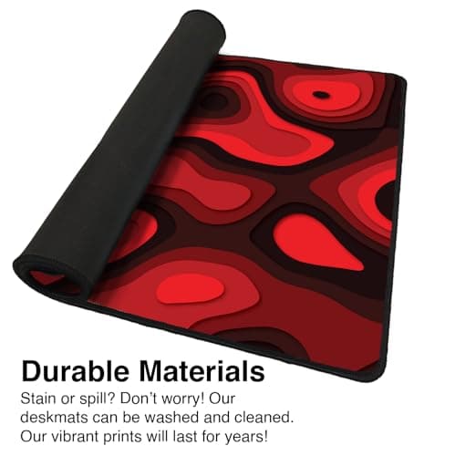 Large Gaming Mouse & Desk Pad with Abstract Pattern, Extended Size Desk Mat, Non-Slip Surface (Red, 31 x 15.5 inches) 5